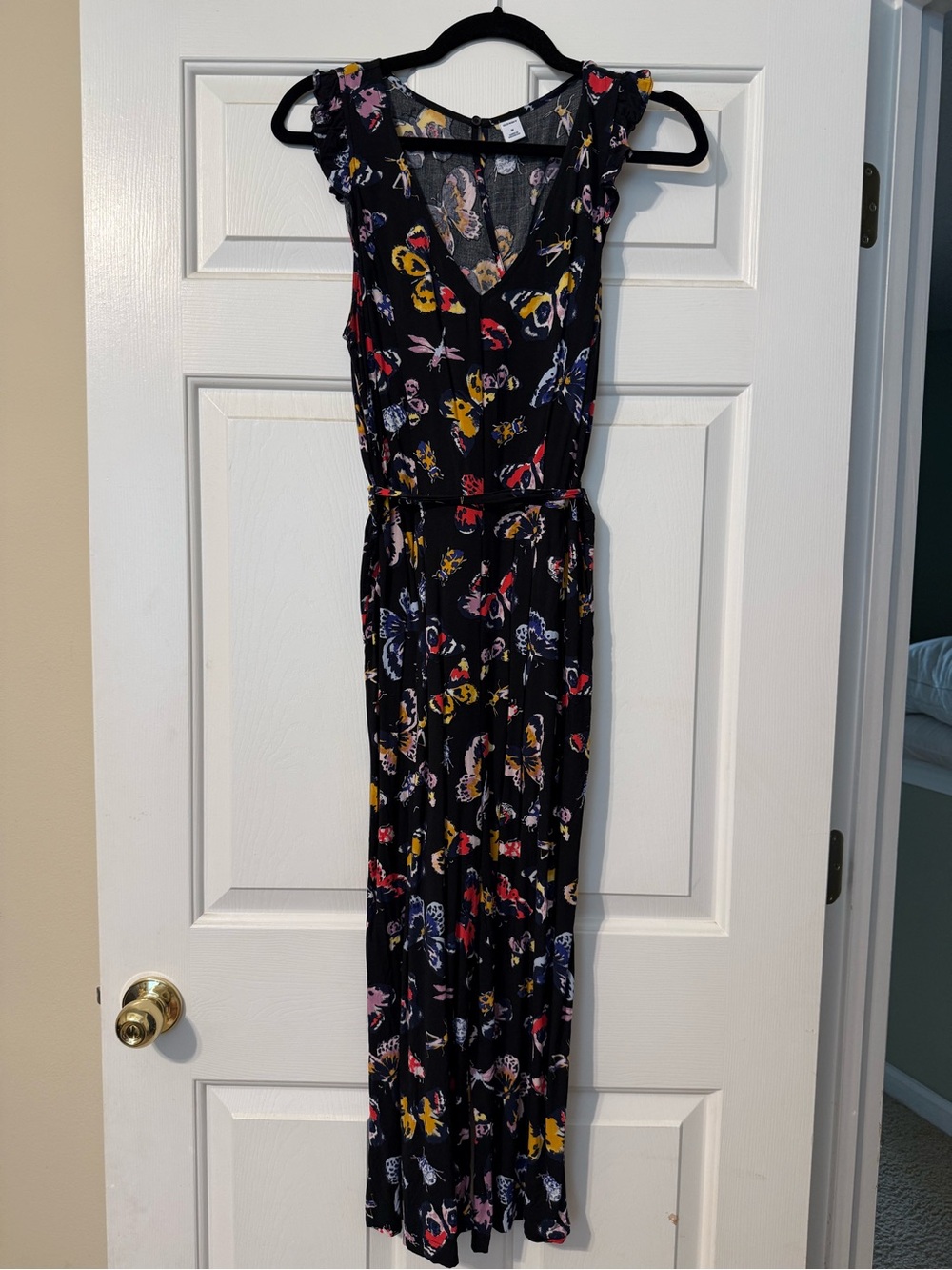 Black V-Neck Jumpsuit with Pockets